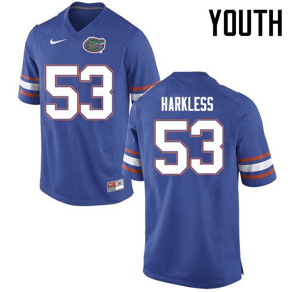 Florida Gators Youth #53 Kavaris Harkless College Football Jersey Blue